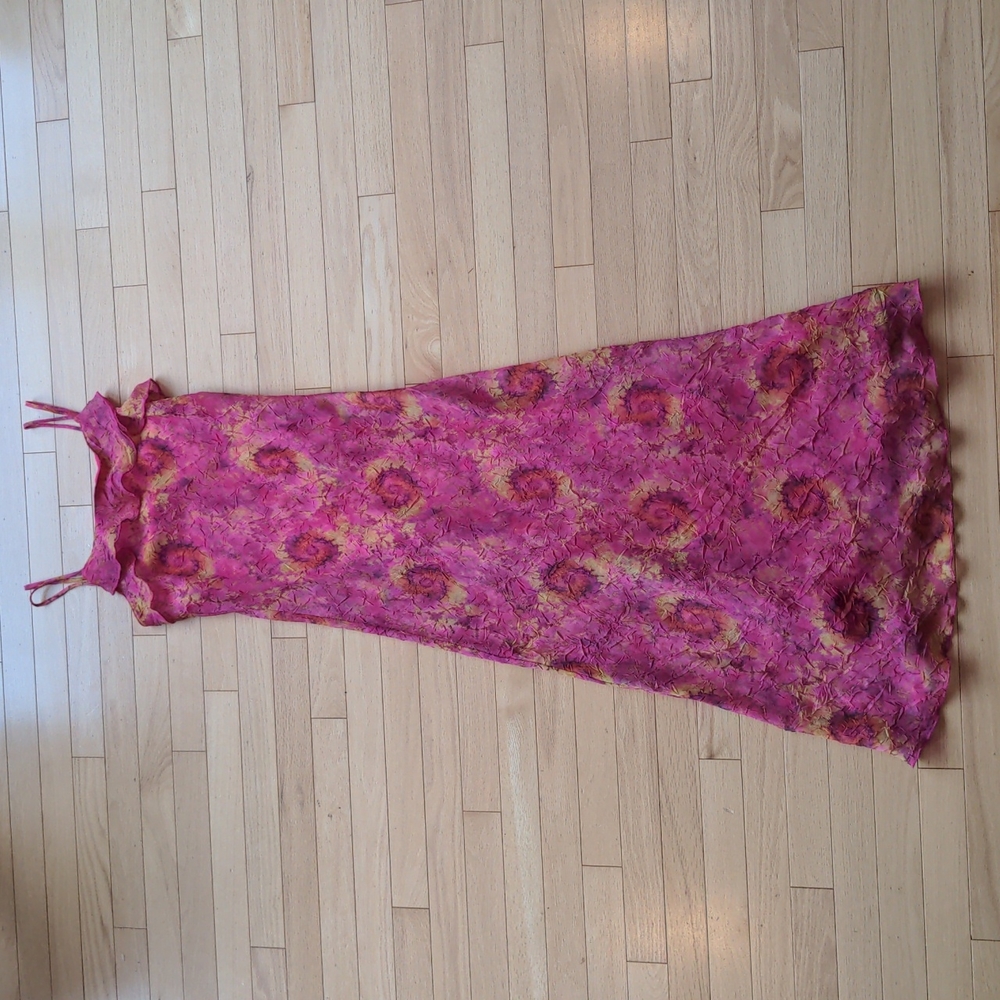 Beautiful sunset flower crinkle maxi dress